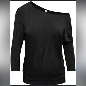 AWULIFFAN One Shoulder Top with Banded Waistband & 3/4 Sleeves